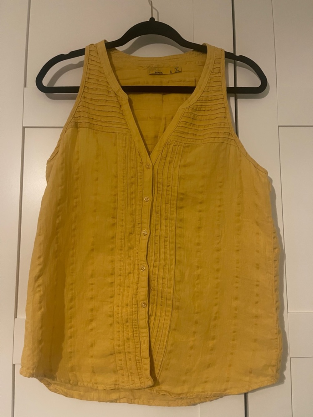 Prana Mustard Pintuck Button-Front Camisole